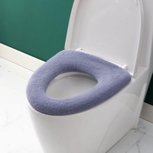 Universal Warm Soft Washable Toilet Seat Mat, Blue Color - BusDeals