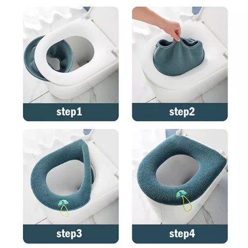Universal Warm Soft Washable Toilet Seat Mat, Green Color - BusDeals