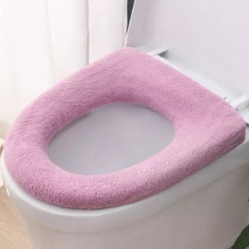 Universal Warm Soft Washable Toilet Seat Mat, Pink Color - BusDeals