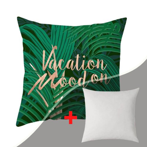 Vacation Mood On Cushion Cover, Green color. - BusDeals