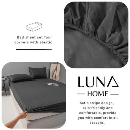 Variance Size 3 Piece Set, Bedsheet with 2 Pillow Cases, Black Color - BusDeals