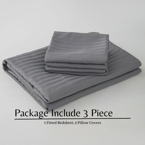 Variance Size 3 Piece Set, Bedsheet with 2 Pillow Cases, Dark Gray Color - BusDeals