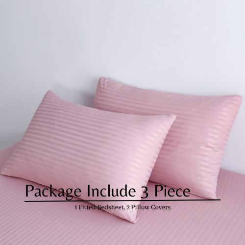 Variance Size 3 Piece Set, Bedsheet with 2 Pillow Cases, Light Old Rose Color - BusDeals