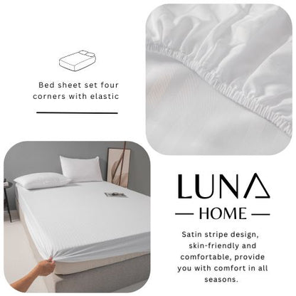 Variance Size 3 Piece Set, Bedsheet with 2 Pillow Cases, White Color - BusDeals