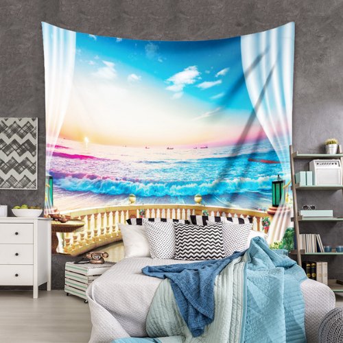 Wall hanging tapestry home decor , Beautiful beach view outside design - BusDeals