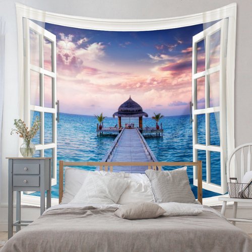 Wall hanging tapestry home decor , Beautiful view outside design - BusDeals