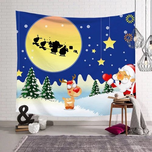 Wall hanging tapestry home decor , Santa and reindeer design - BusDeals