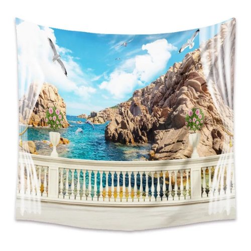 Wall hanging tapestry home decor , Sea view design - BusDeals