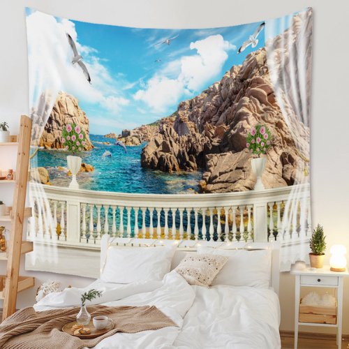Wall hanging tapestry home decor , Sea view design - BusDeals
