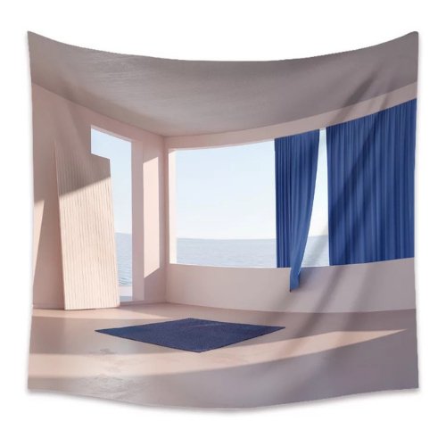 Wall Hanging Tapestry Home Decor , Window Sea View Outside Design - BusDeals