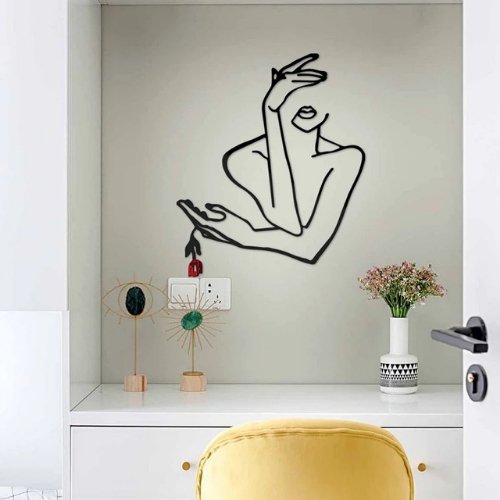 Wall Mirror Black Stickers Beautiful Girl, Acrylic Wall Deco with Mirror Effect. - BusDeals