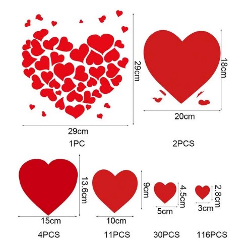 Wall Stickers Red Love Heart Decals DIY Artistic Craft. - BusDeals