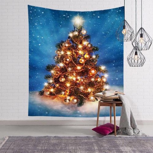 Wall Tapestry Home Decor, Christmas Tree with Light Design. - BusDeals