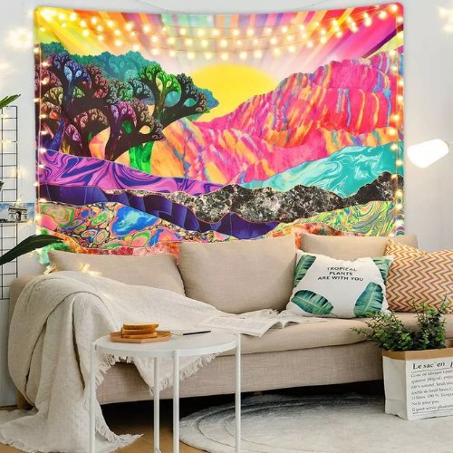 Wall Tapestry Home Decor, Colorful Mountain Design. - BusDeals