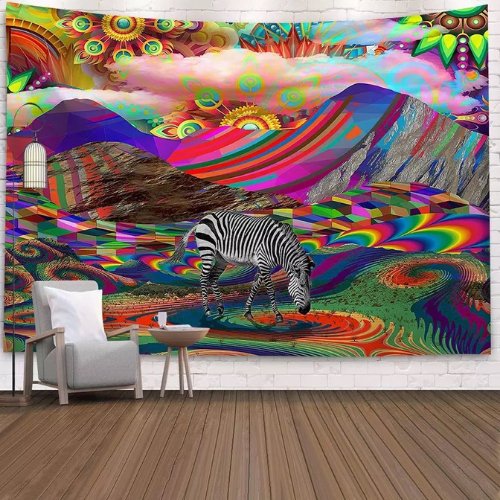 Wall Tapestry Home Decor, Colorful with Zebra Design. - BusDeals