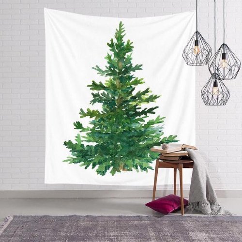 Wall Tapestry Home Decor, Green Christmas Tree Design. - BusDeals