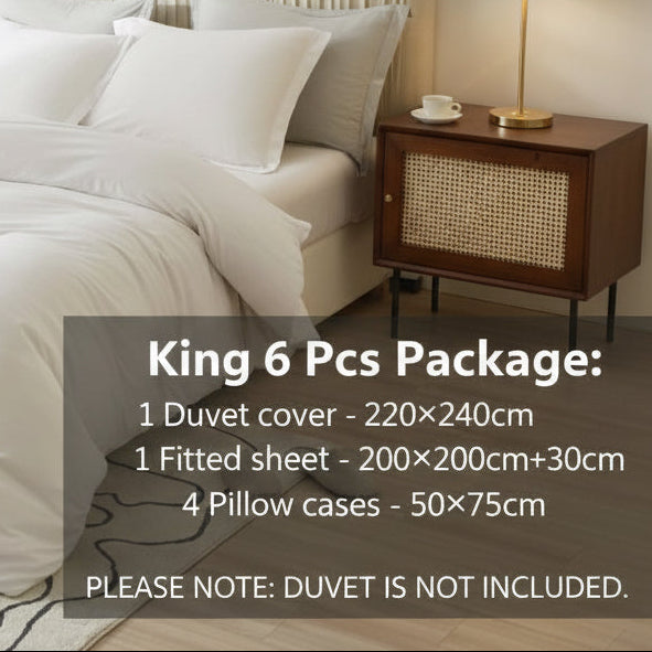 Washable Cotton 6 Piece King Size Duvet Cover Plain Design, Plain Off White. - BusDeals