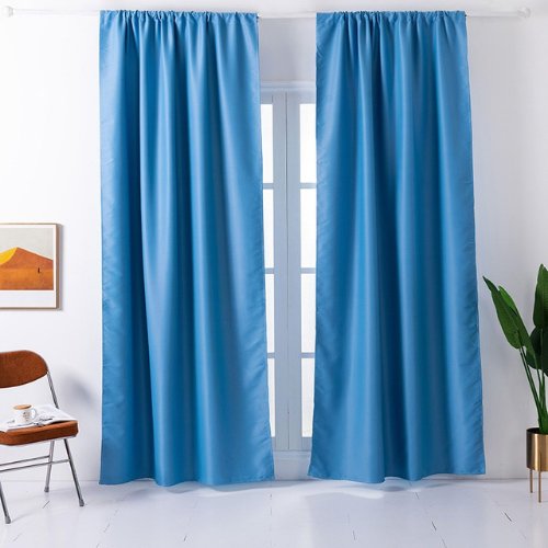 Window Curtains Blue Color , set of 2 Pieces. - BusDeals