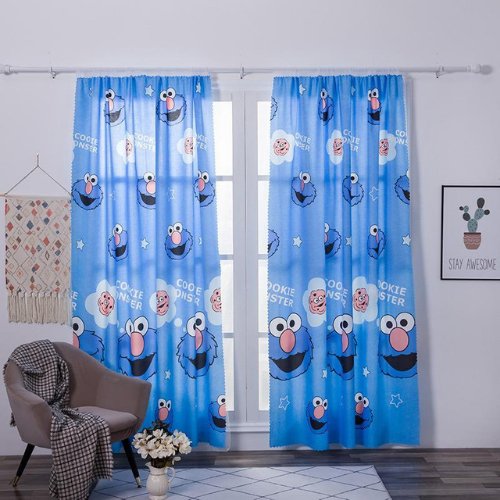 Window curtains, children design, double layer set of 2 pieces. - BusDeals