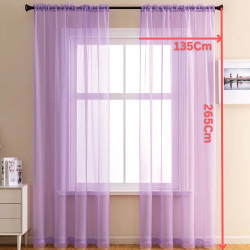 Window sheer, light purple color set of 2 pieces. - BusDeals